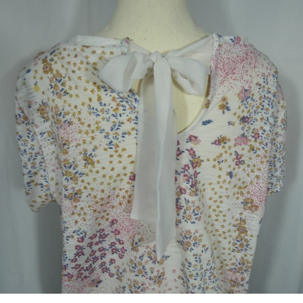 LC Lauren Conrad Large Tunic Bow Back Closure Lace Fringe Hem Floral Design Boho - Picture 4 of 9